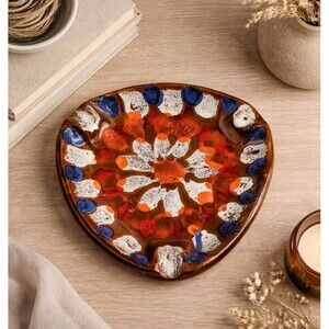 Vintage Italian Fat Lava Drip Glaze Art Pottery Catchall Dish MCM Italy Ashtray